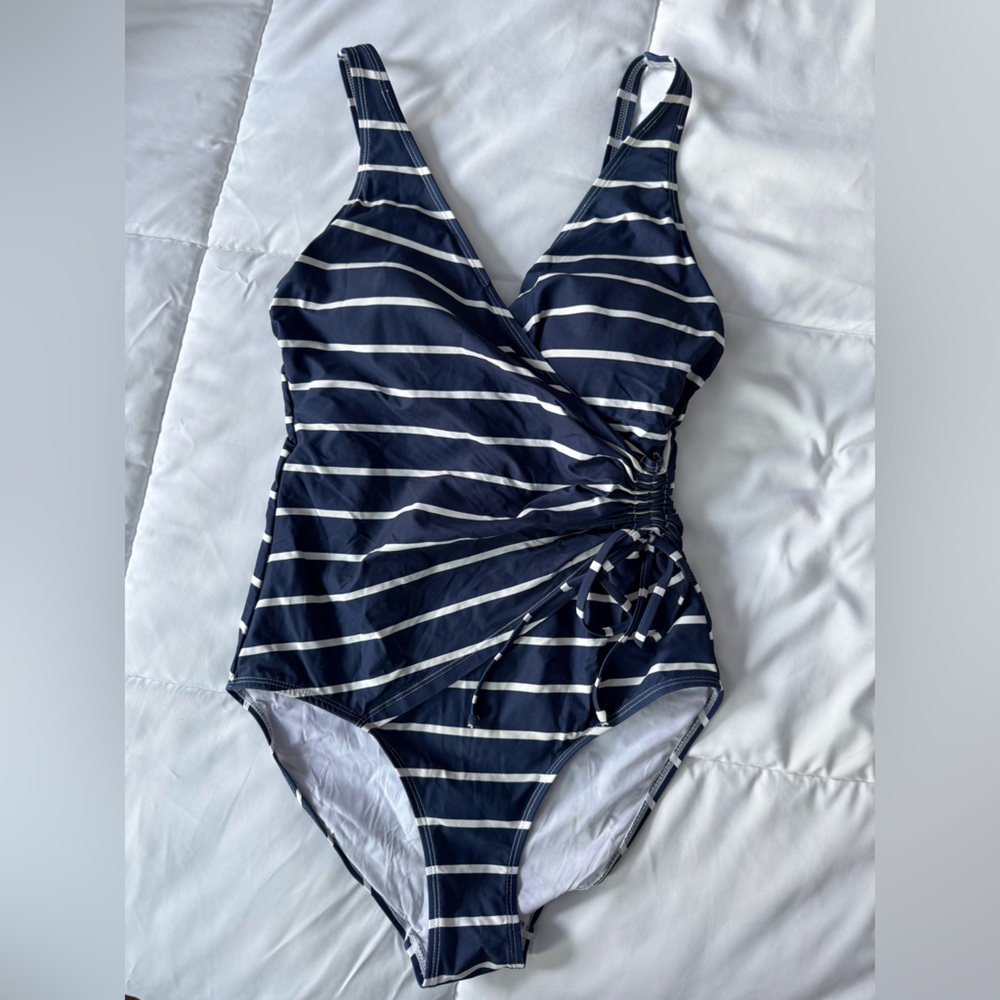 Striped Purple and White Swimsuit